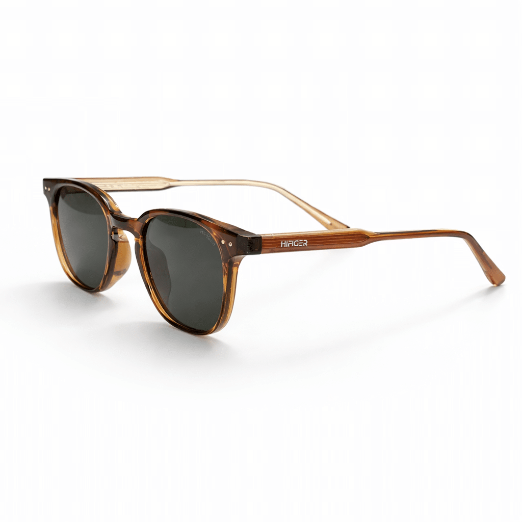 NS001S Premium Transparent Brown Square Round Sunglasses for Men & Women | UV Protection | Stylish Frame - Image 1