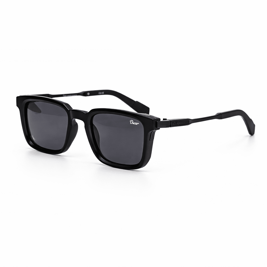 NS002S Oscar Premium Black Matte Square Sunglasses for Men & Women - Image 1