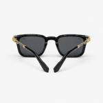 Luxury Square Black Sunglasses for Men & Women | Gold Metal Frame Detail | UV400 Protection | Premium Fashion Shades - Image 2