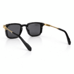 Luxury Square Black Sunglasses for Men & Women | Gold Metal Frame Detail | UV400 Protection | Premium Fashion Shades - Image 3