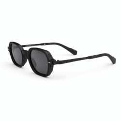 Premium black square sunglasses by Moscot with matte frame and UV400 black lenses for men and women